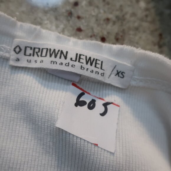 Womens Crown Jewel White Henley Ribbed Tank Top XS - Picture 6 of 6